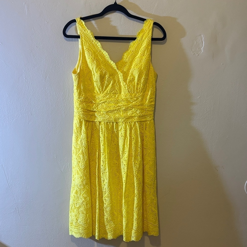 Donna Morgan Bright Yellow Lace Mini Dress